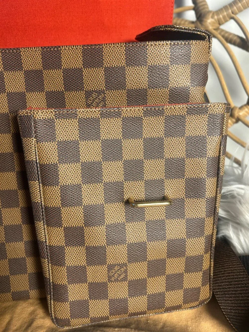 Louis Vuitton Broadway Bag in Damier Ebene & dust bag